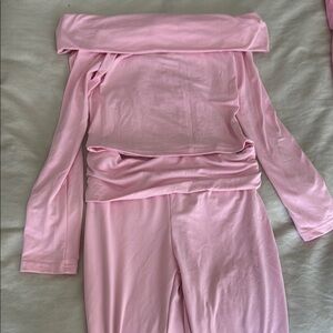 Pink Off-Shoulder Lounge Set